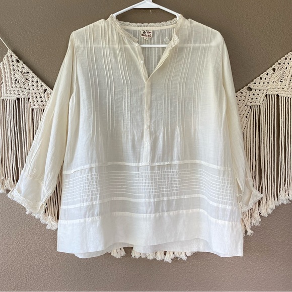 Johnny Was Tops - Biya Johnny Was White embroidered lace detail Blouse
